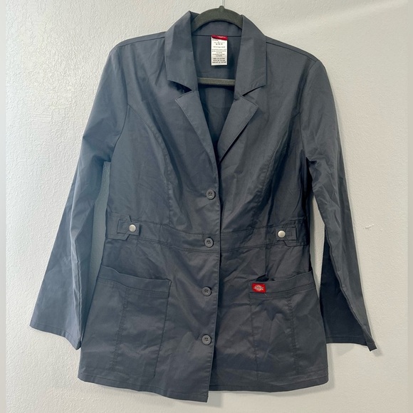 Dickies Women's Gen Flex Youtility Lab Coat Size Medium Gray Pockets Stitching - Picture 1 of 4